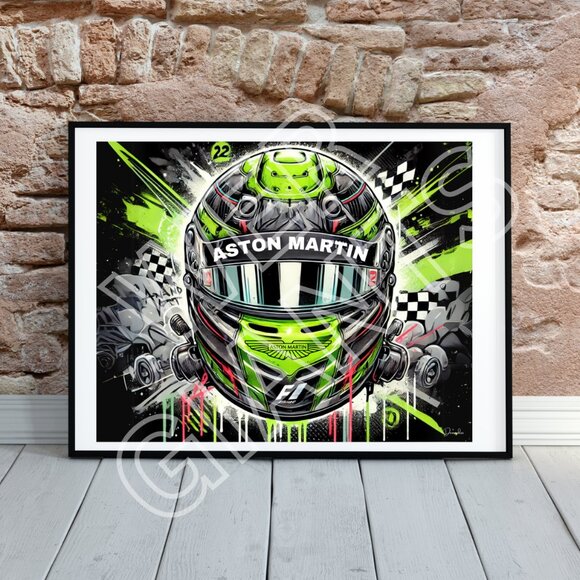 F1 Aston Martin Helmet 20x16 Poster - Picture 1 of 2
